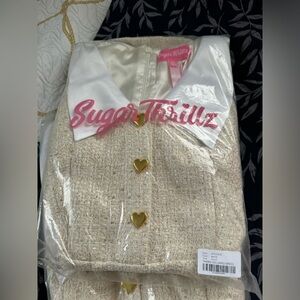 Sugar Thrillz Tweed Collar Dress White BNWT
